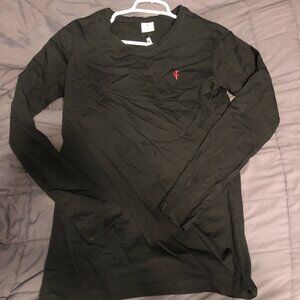 FATHER SONS NWT Mens Black Loose Neck Super Slim Fit Small Long Sleeve Shirt